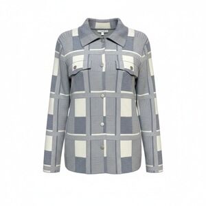 Sioni Grandpacore Plaid Knit Jacket Womens Size L Quiet Luxury Scandi Minimalism